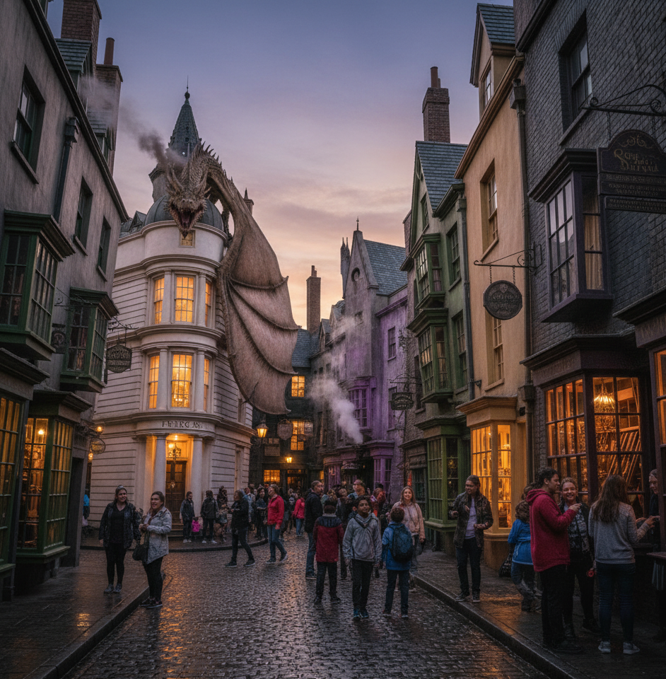 Diagon Alley’s Dragon Roars Back to Life: A Fiery Spectacle for Throngs of Fans